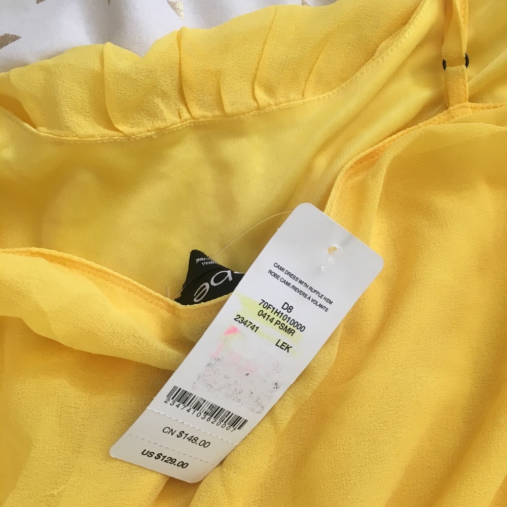 Bebe Bright Yellow Dress with Bow Tie - Picture 8 of 8